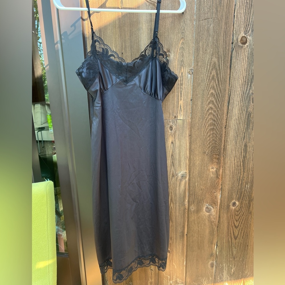 Bari vintage black lace slip dress. Union made in the USA size 38 whimsy goth